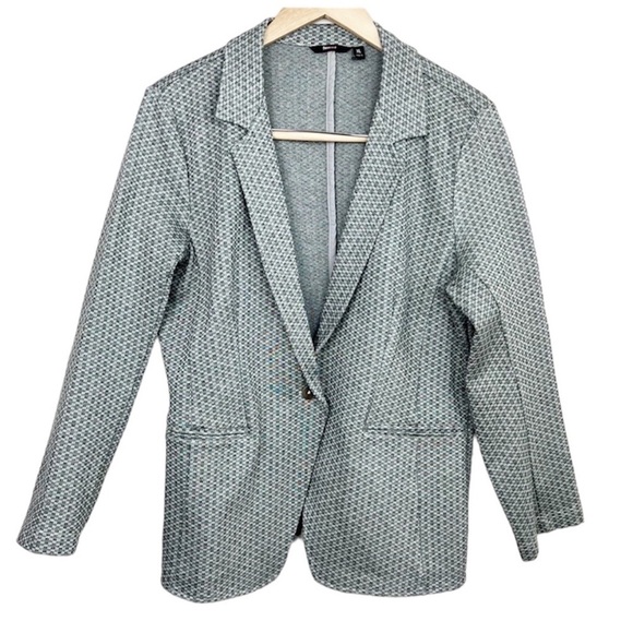 Betabrand Transcendent Blazer Jacket Grey Black White Print XL - Picture 1 of 10